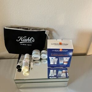 New Kiehls sampler and full size lip treatment w case LaRochePosay sunscreen oak